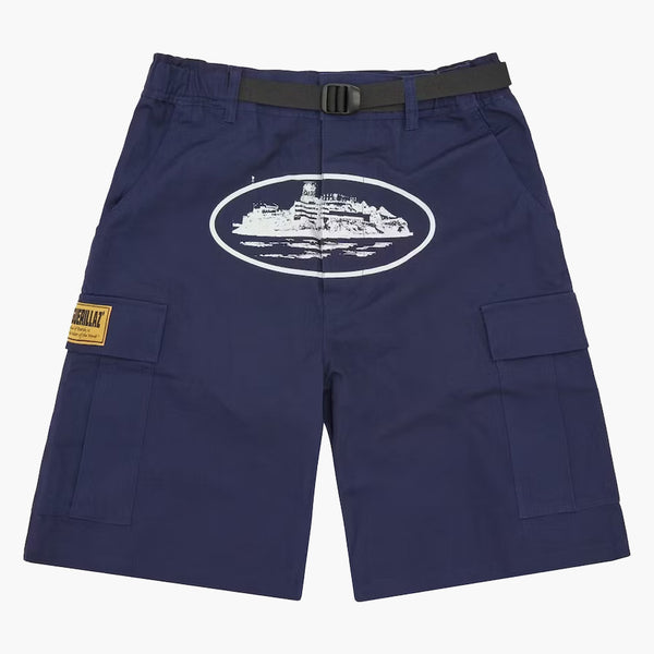 Corteiz Alcatraz Cargo Shorts Navy