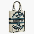 Dior Vertical Book Tote Lucky Star Embroidery White Multicolor