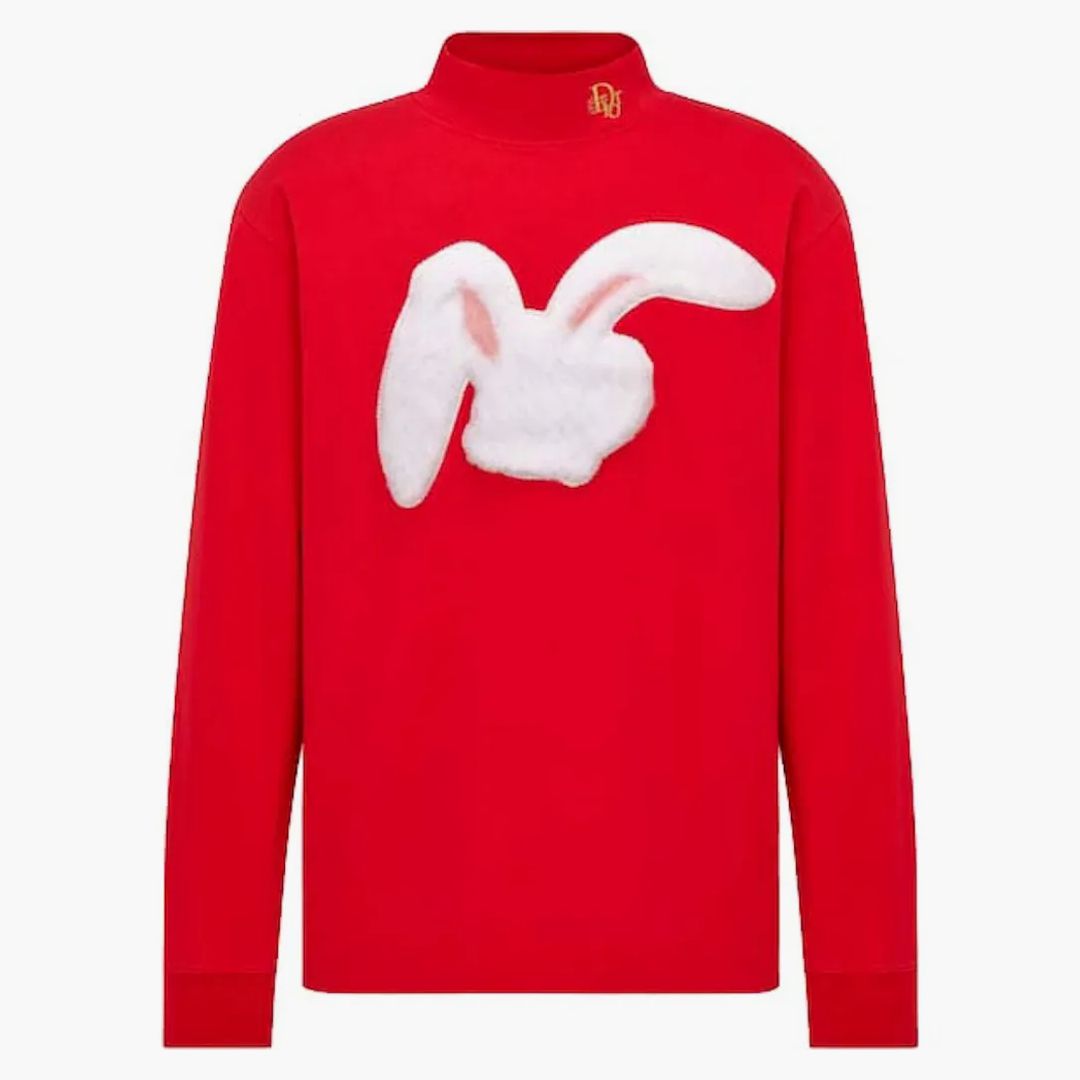 スウェット・トレーナー Dior Dior By Erl Long-Sleeved Trucker Sweatshirt Dior X Erl T-Shirt Red-Buy at Hypeneedz