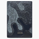 Dior X Peter Doig Bi-Fold Card Holder Blue Denim Camouflage