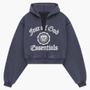 Fear Of God Essentials Women's Heavy Fleece Cropped V-neck Hoodie Marine