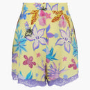 Gucci Floral Print Lace Shorts Bright Yellow
