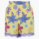 Gucci Floral Print Lace Shorts Bright Yellow