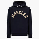 Moncler Curved Logo Plush Cotton Hoodie Night Blue