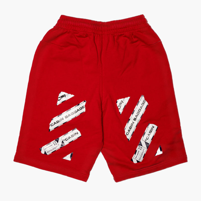 Off White Airport Tape Shorts Red Rückseite