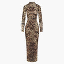 Skims X Dolce&gabbana Milky Sheer Mock Neck Long Dress Leopard