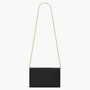 Saint Laurent Classic Flap Front Chain Wallet Monogram Black