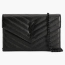 Saint Laurent Envelope Chain Wallet Grain de Poudre Black