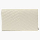 Saint Laurent Monogram Chain Wallet Matelasse Grain de Poudre Blanc Vintage
