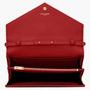 Saint Laurent Monogram Chain Wallet Matelasse Grain De Poudre Gold-tone Eros Red
