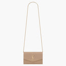 Saint Laurent Uptown Chain Wallet Grain De Poudre Dark Beige