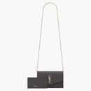 Saint Laurent Uptown Chain Wallet Grain De Poudre Storm