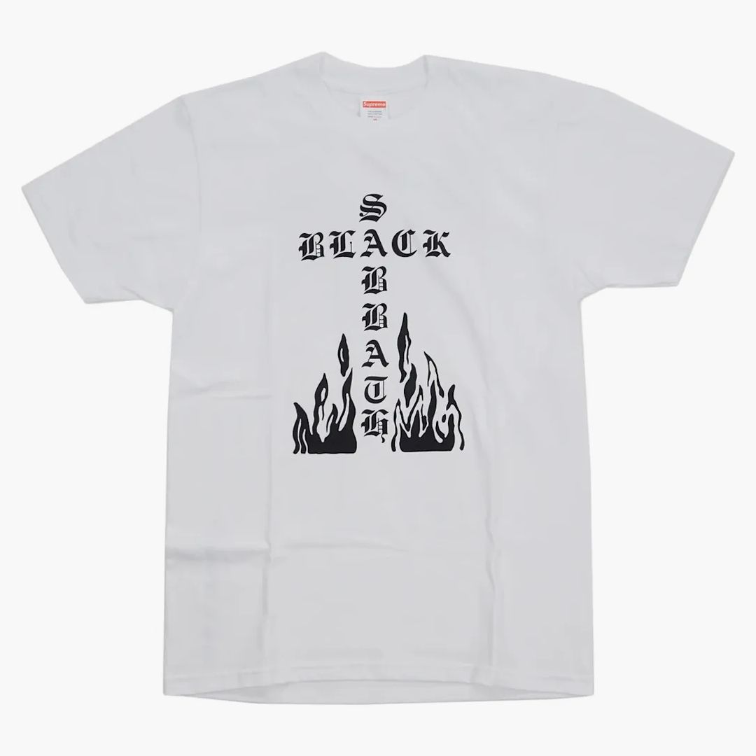 SupremeBlackSabbathCrossTeeWhi