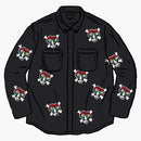 Supreme Clayton Patterson Skulls Bordado Trabajo Camisa Negro