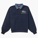 Supreme Denim Collar Half Zip Sweatshirt Navy