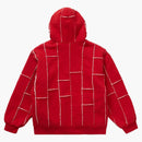 Supreme faux shearling zip up hooded sweatshirt red
