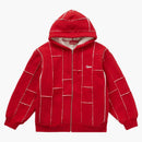 Supreme faux shearling zip up hooded sweatshirt red
