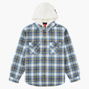 Supreme con capucha con capucha camisa zip up azul