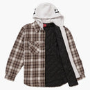 Nejvyšší kapucí flanel na zip up košile hnědá