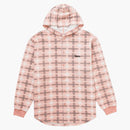 Supreme Hooded Plaid Knit Shirt Pink