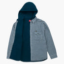 Supreme Houndstooth Flannel Hooded Shirt Light Navy