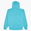 Supreme Laser Cut s logotyp huva tröja cyan