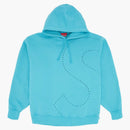 Supreme Laser Cut s logotyp huva tröja cyan
