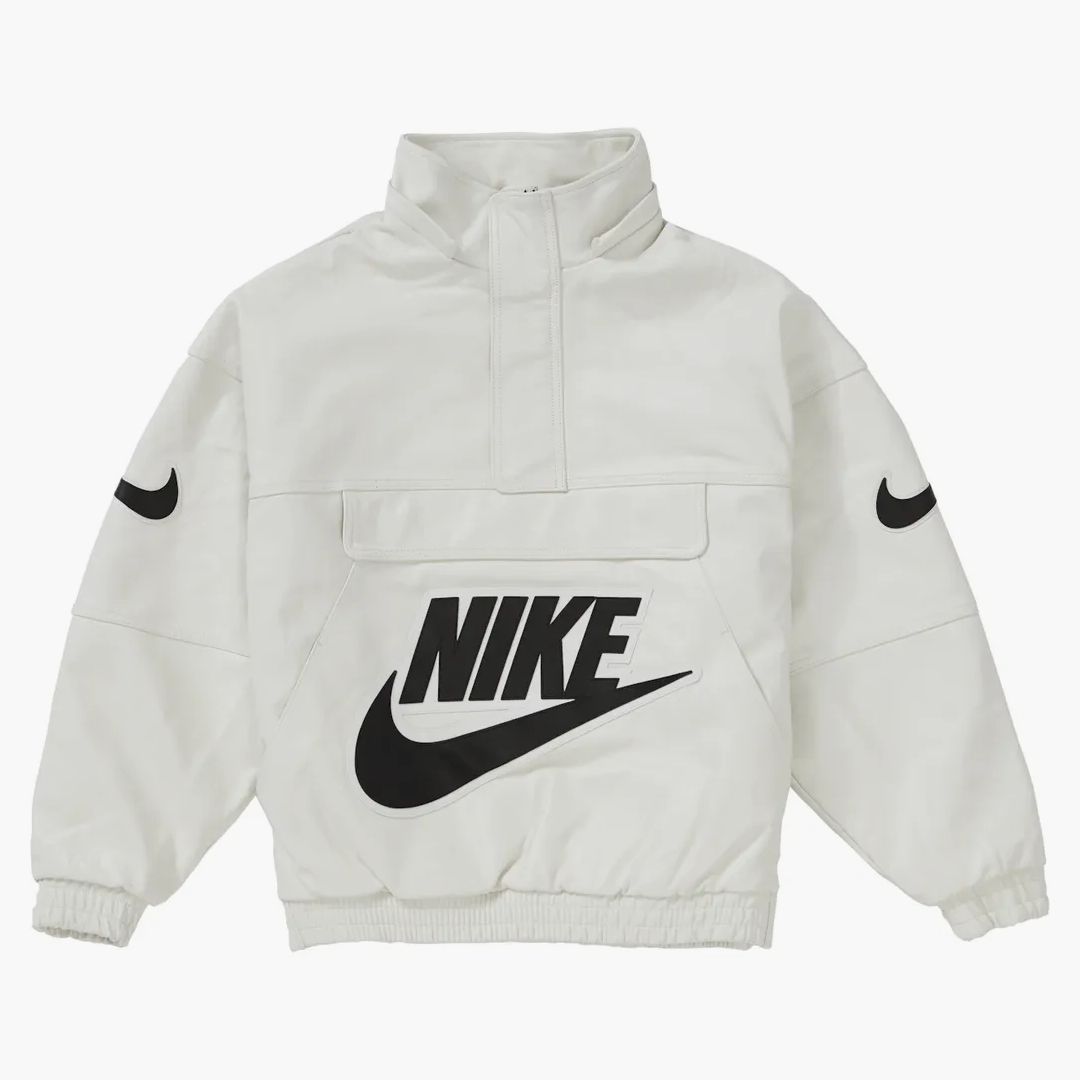 supreme nike leather anorak white