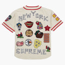 Supreme patches denim baseball jersey natural