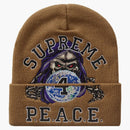 Supreme Peace Embroidered Beanie Tan
