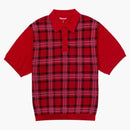 Supreme Plaid Knit S/S Polo Red