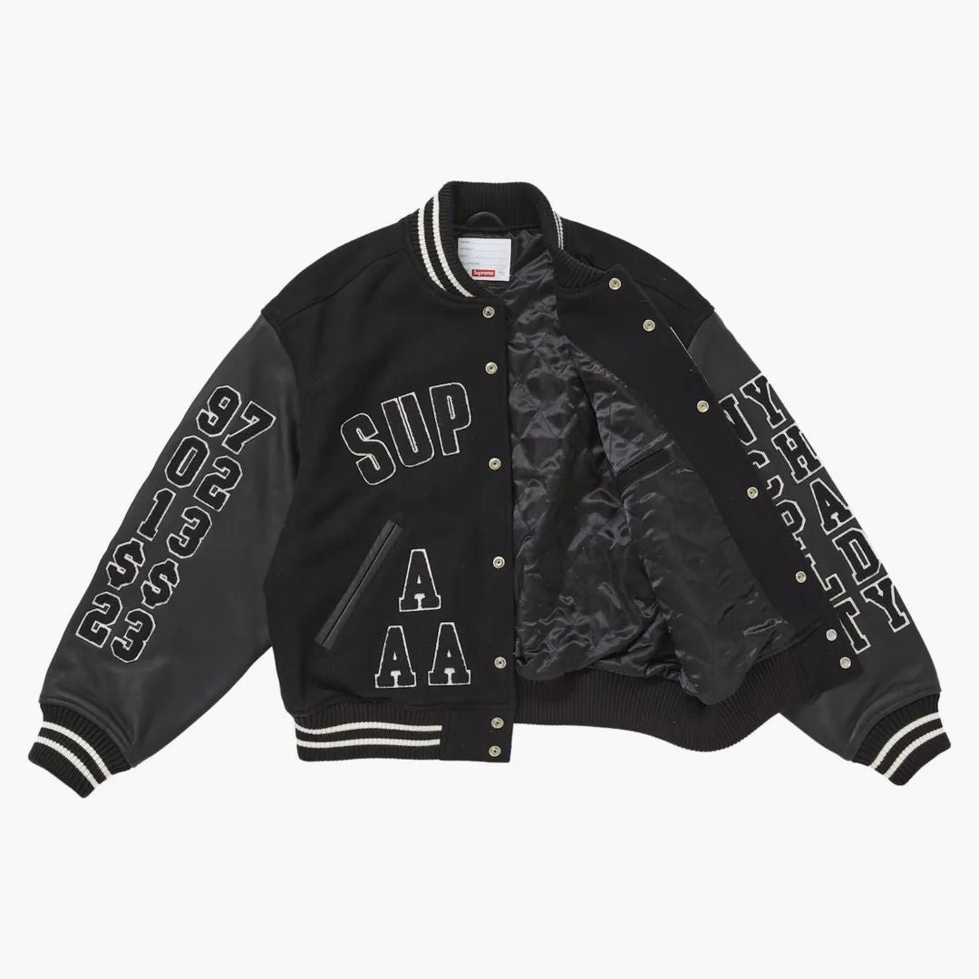 ウェア Supreme Praises Varsity Jacket Supreme Praises Varsity Jacket Navy Men's - SS25 - US
