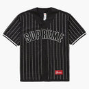 Supreme Rhinestone Stripe Baseball Jersey Black