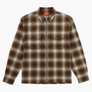 Supreme Shadow Plaid Flannel Zip Up Shirt Brown