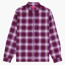Supreme Shadow Plaid Flannel Zip Up Shirt Magenta