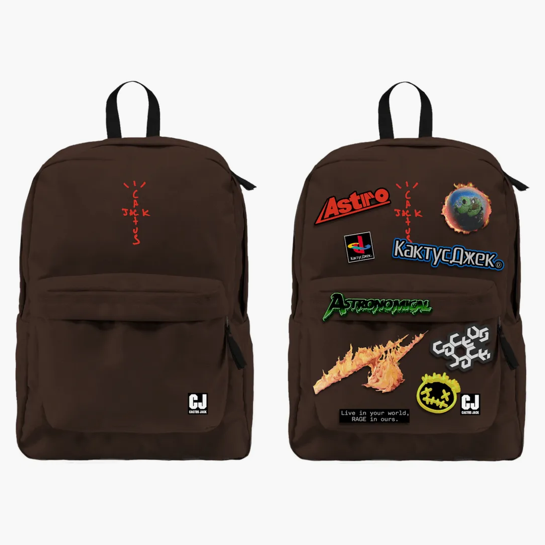 Travis Scott Cactus Jack Backpack with Patch Set Brown