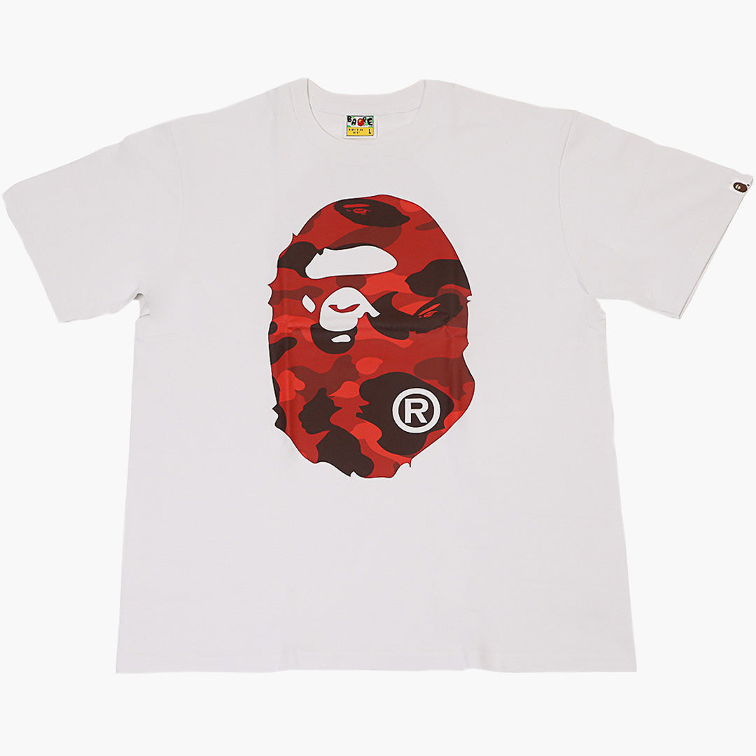 BAPE Color Camo Big Ape Head T Shirt White Red Camo