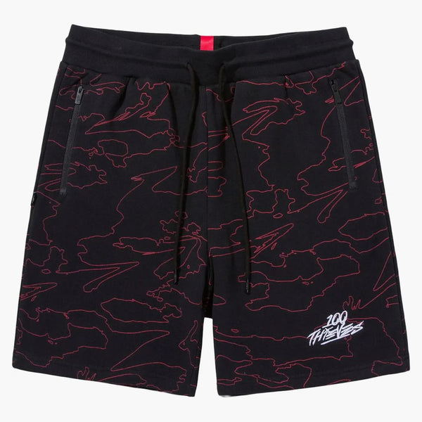 100 Thieves Foundations Geoprint Fleece Short Black/red
