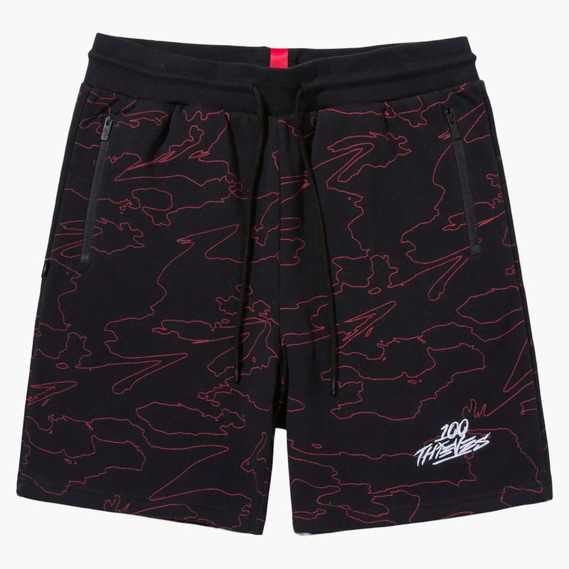 100 Thieves Foundations Geoprint Fleece Short Black/Red