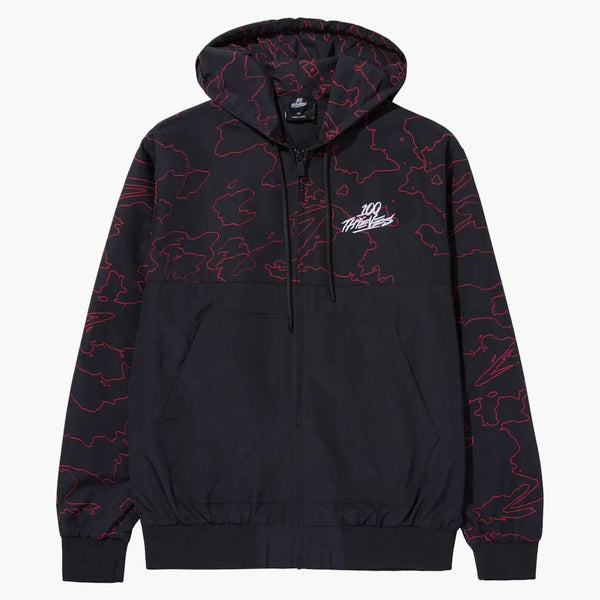 100 Thieves Foundations Geoprint Windbreaker Black/red