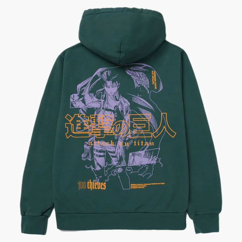 100 Thieves X Attack On Titan Vme Hoodie Green