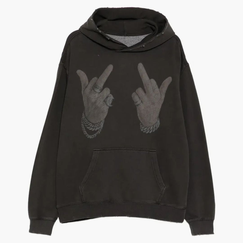 Warman Middle Finger Up Graphic Hoodie Black