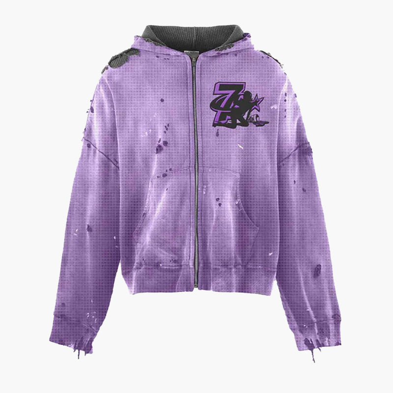 Triple Sevens Trap Reversible Zip Up Jacket Black Purple