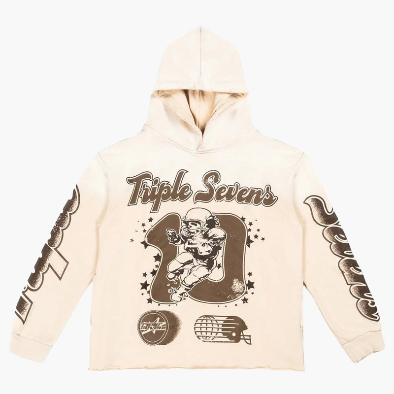 Triple Sevens Triple Seven All Star Football Hoodie Creme Brown