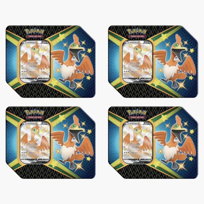 Pokémon Tcg Sword & Shield Shining Fates Cramorant V Tin 4x Lot (6 Booster Packs)