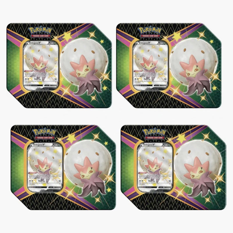 Pokémon Tcg Sword & Shield Shining Fates Eldegoss V Tin 4x Lot (6 Booster Packs)