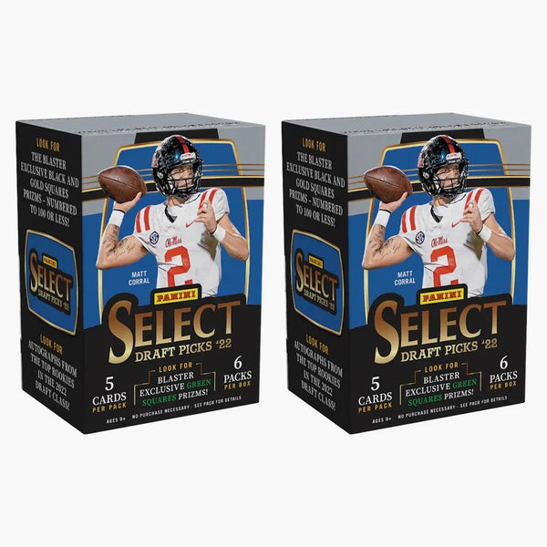 2022 Panini Select Draft Picks Collegiate Football Fanatics Exclusive Blaster Box (green Squares Prizms) 2x Lot