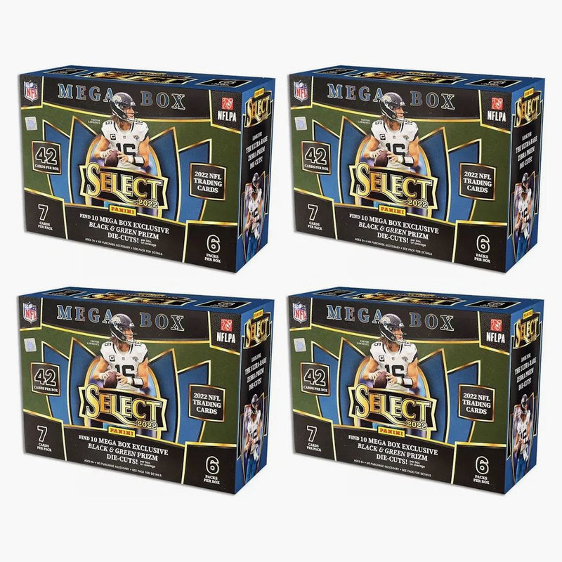 2022 Panini Select Football Mega Box (black & Green Prizms) 4x Lot