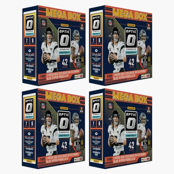 2024 Panini Optic Donruss Nfl Football Mega Box 4x Lot (blue Hyper Parallels)