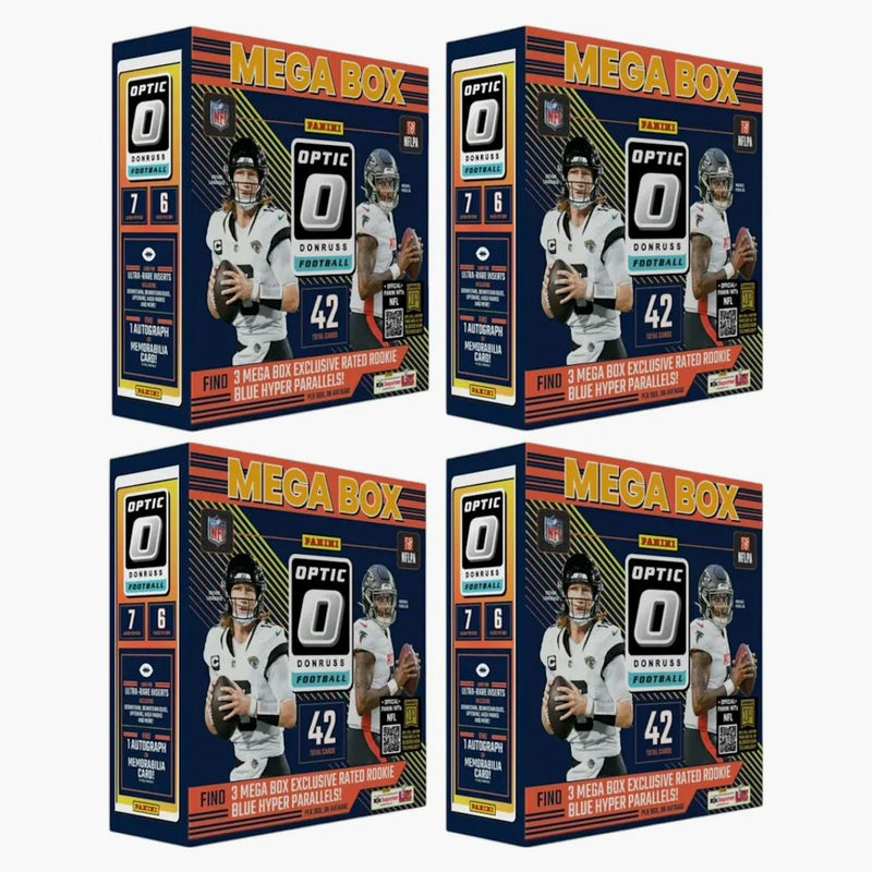 2024 Panini Optic Donruss Nfl Football Mega Box 4x Lot (blue Hyper Parallels)